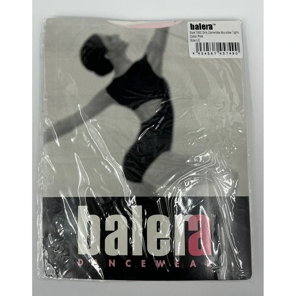 NIP Balera Girls Dance Tights Pink Size LC Convertible Tights Style T90C